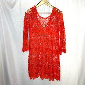 Festival Resort Boho full lace H&M Coachella mini dress with bell sleeves, L